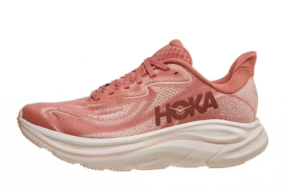 NEW HOKA women's clifton 10 running shoes - wide in blush/rose latte